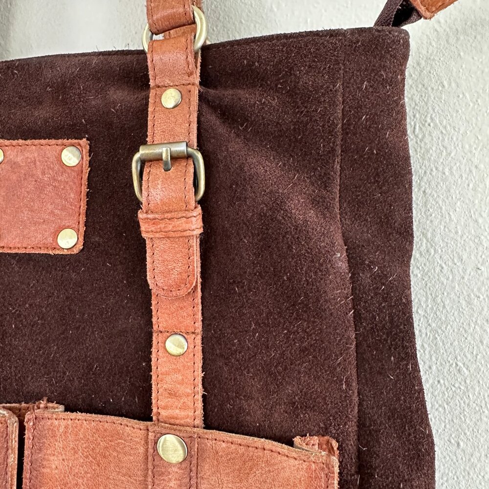 Anabaglish Eleanor Soft Chocolate Brown Suede Tote Handbag - Picture 3 of 15